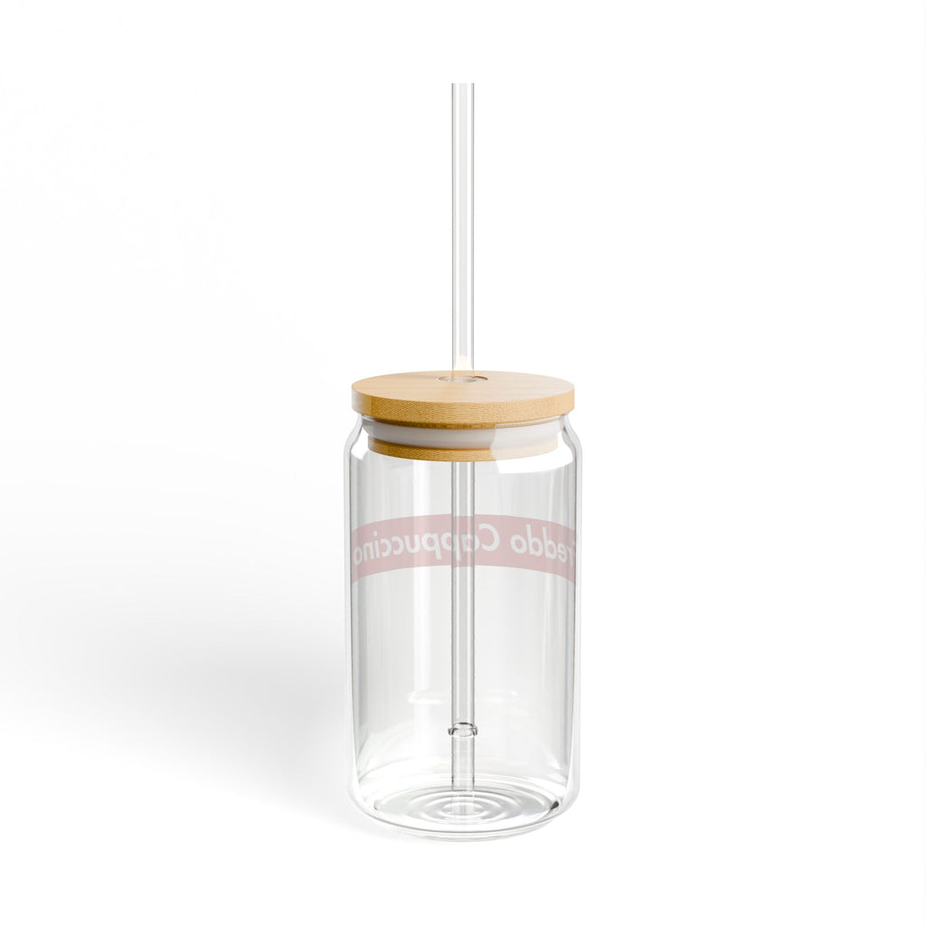 Freddo Cappuccino Glass Sipper — 16oz Cold Coffee Tumbler with Bamboo Lid & Straw