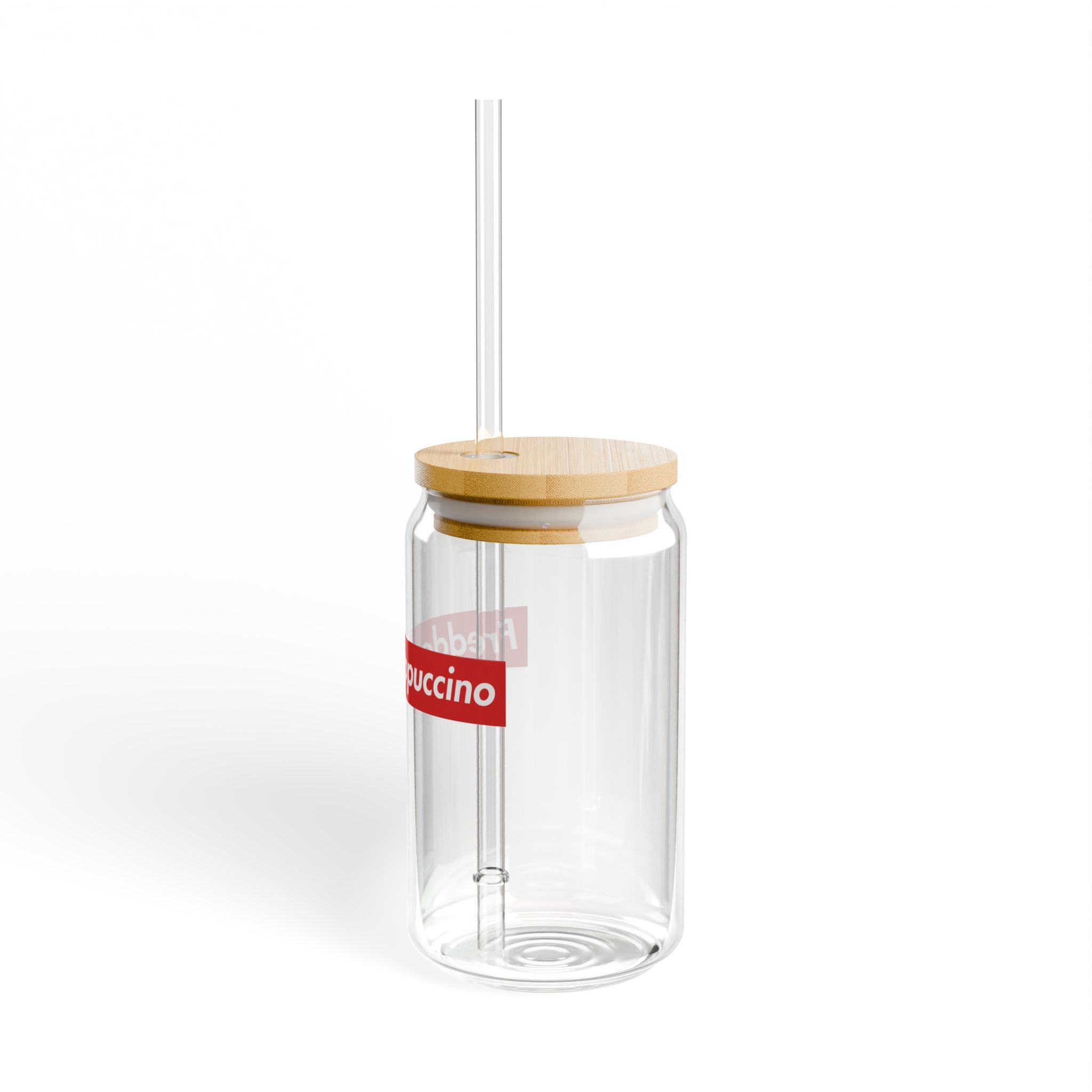 Freddo Cappuccino Glass Sipper — 16oz Cold Coffee Tumbler with Bamboo Lid & Straw