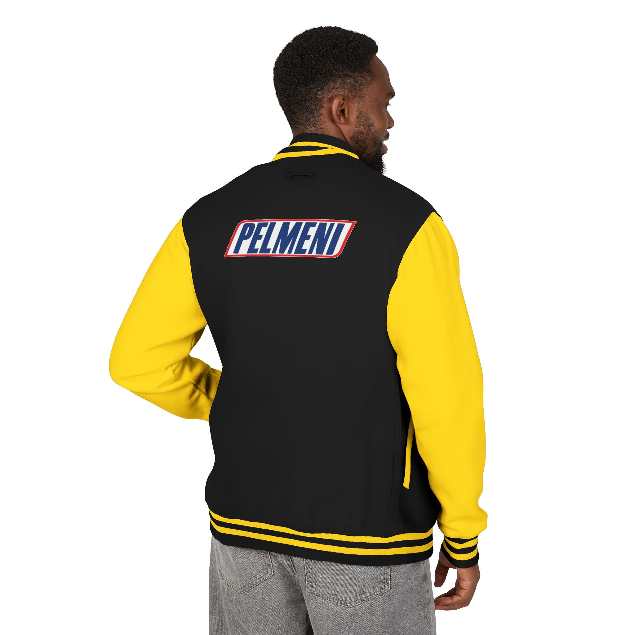 Pelmeni Logo Letterman Jacket — Retro Red & White Varsity Bomber