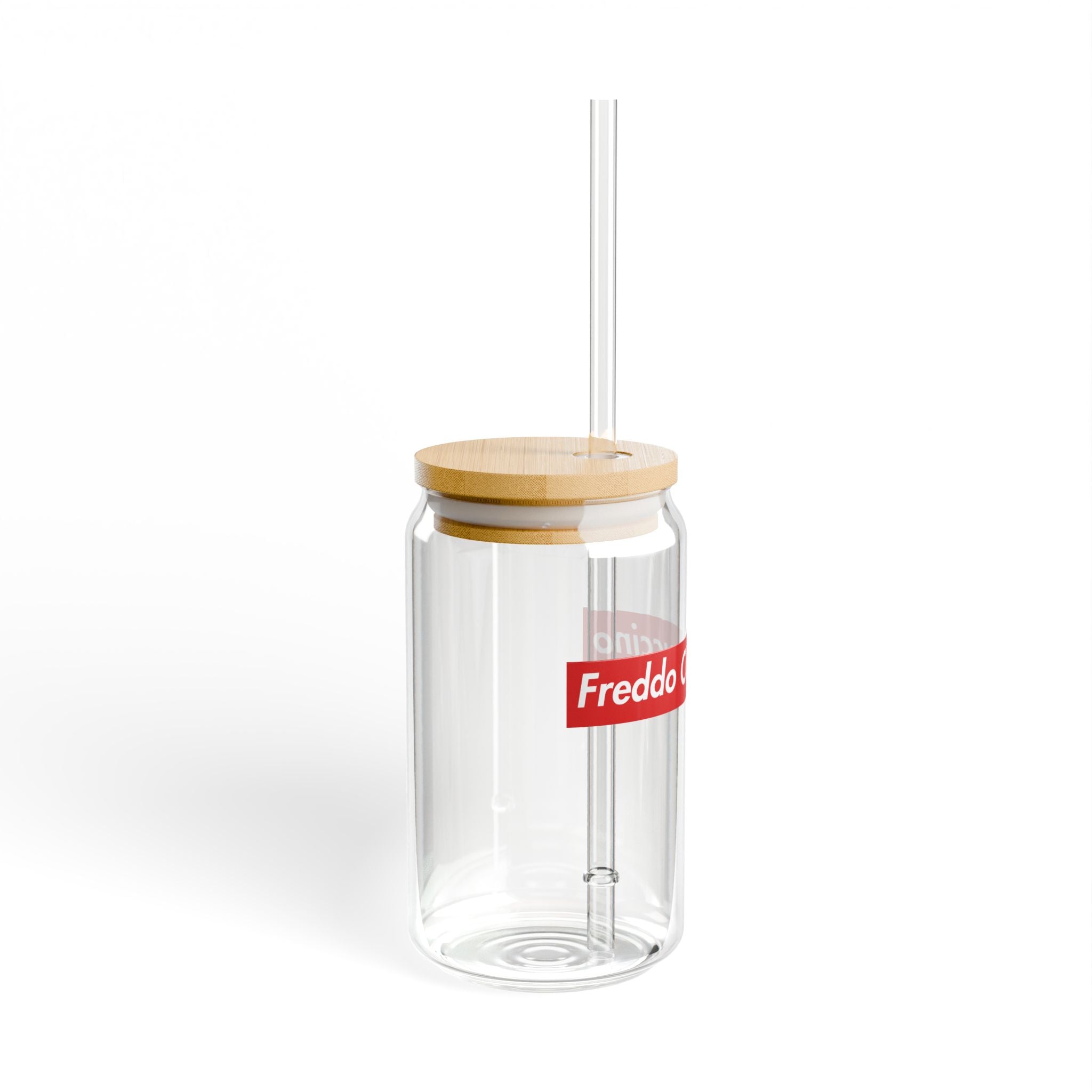 Freddo Cappuccino Glass Sipper — 16oz Cold Coffee Tumbler with Bamboo Lid & Straw