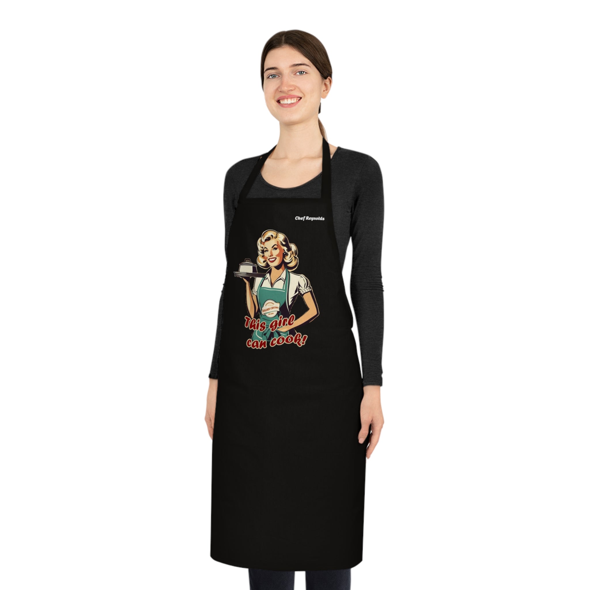 Retro 'This Girl Can Cook!' Cotton Apron — Vintage Chef Gift for Home Cooks