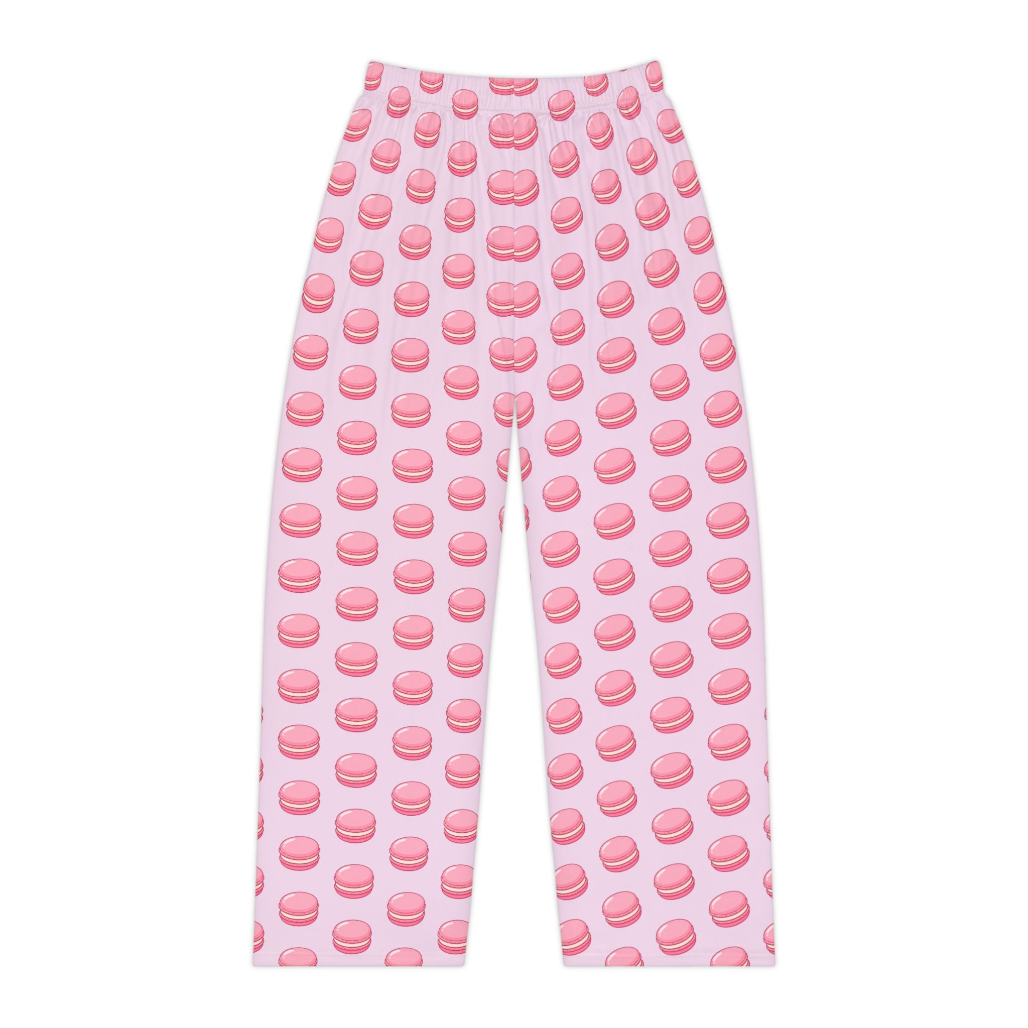 Pink Macaron Pattern Pajama Pants — Women's Cozy Lounge Sleepwear