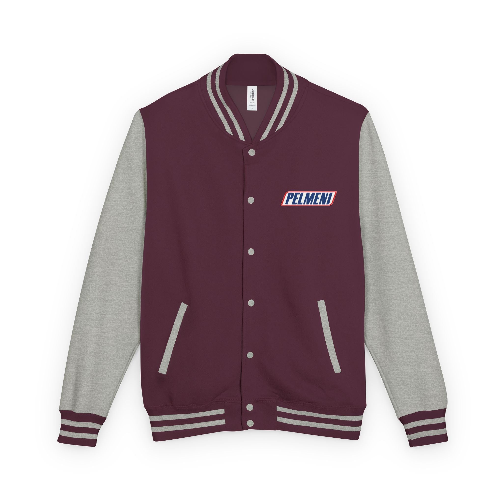 Pelmeni Logo Letterman Jacket — Retro Red & White Varsity Bomber
