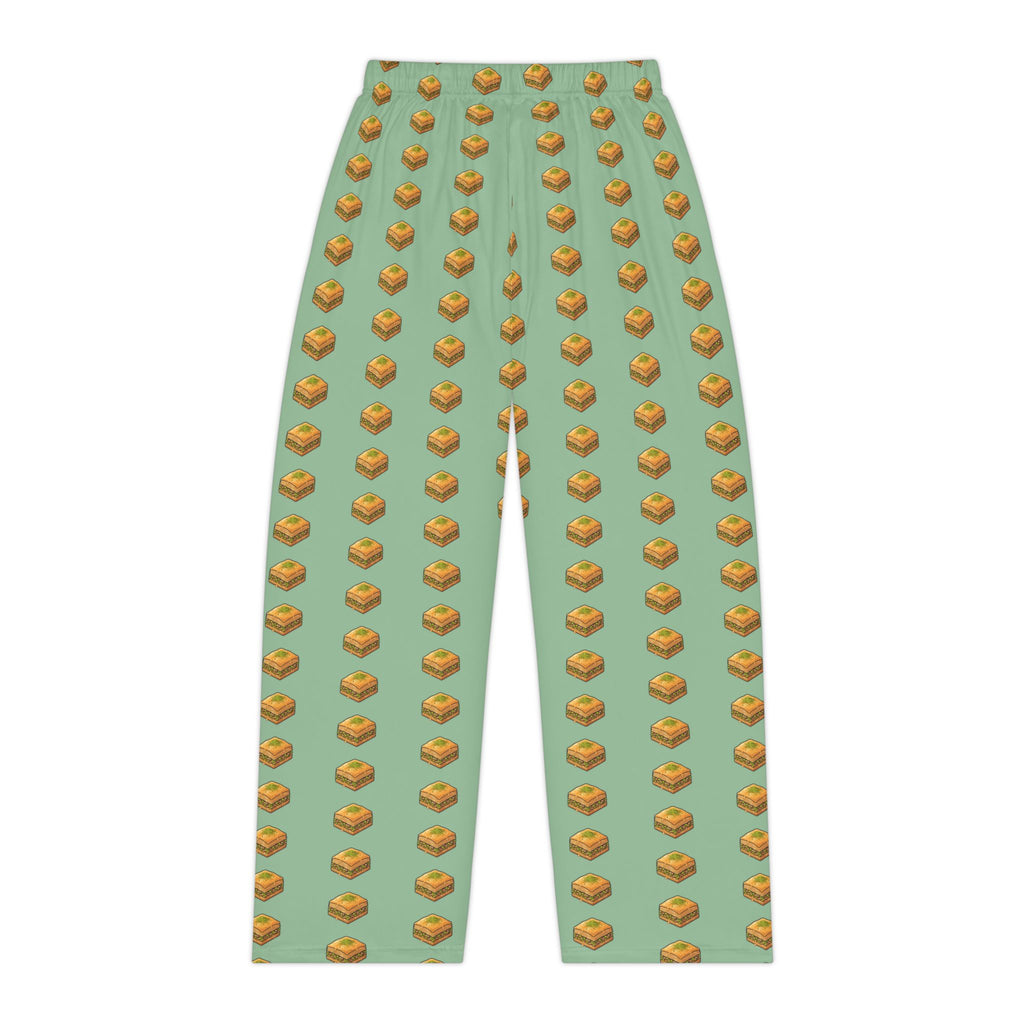 Green Baklava Pattern Pajama Pants — Women's Cozy Lounge Sleepwear
