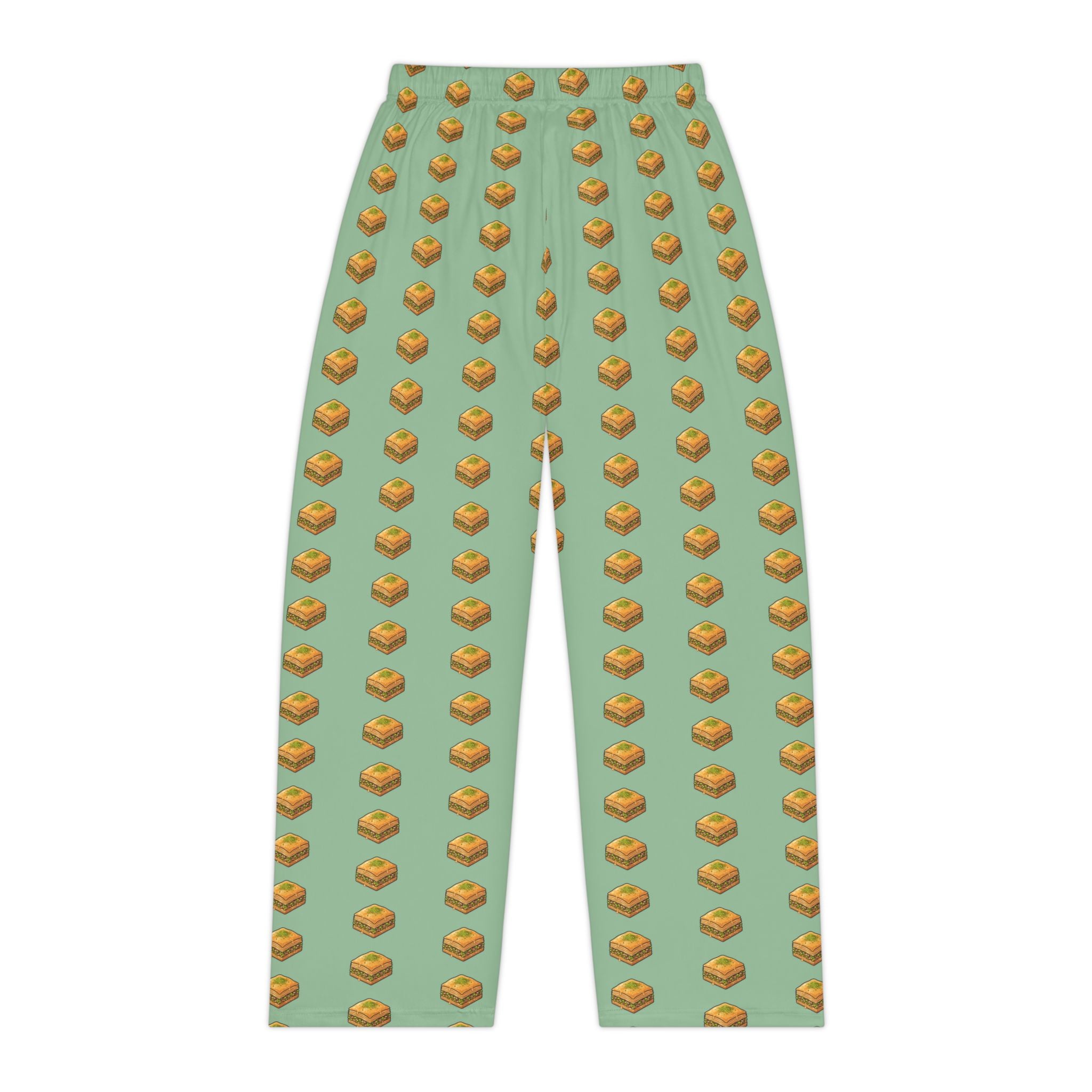 Green Baklava Pattern Pajama Pants — Women's Cozy Lounge Sleepwear