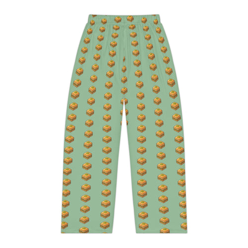 Green Baklava Pattern Pajama Pants — Women's Cozy Lounge Sleepwear