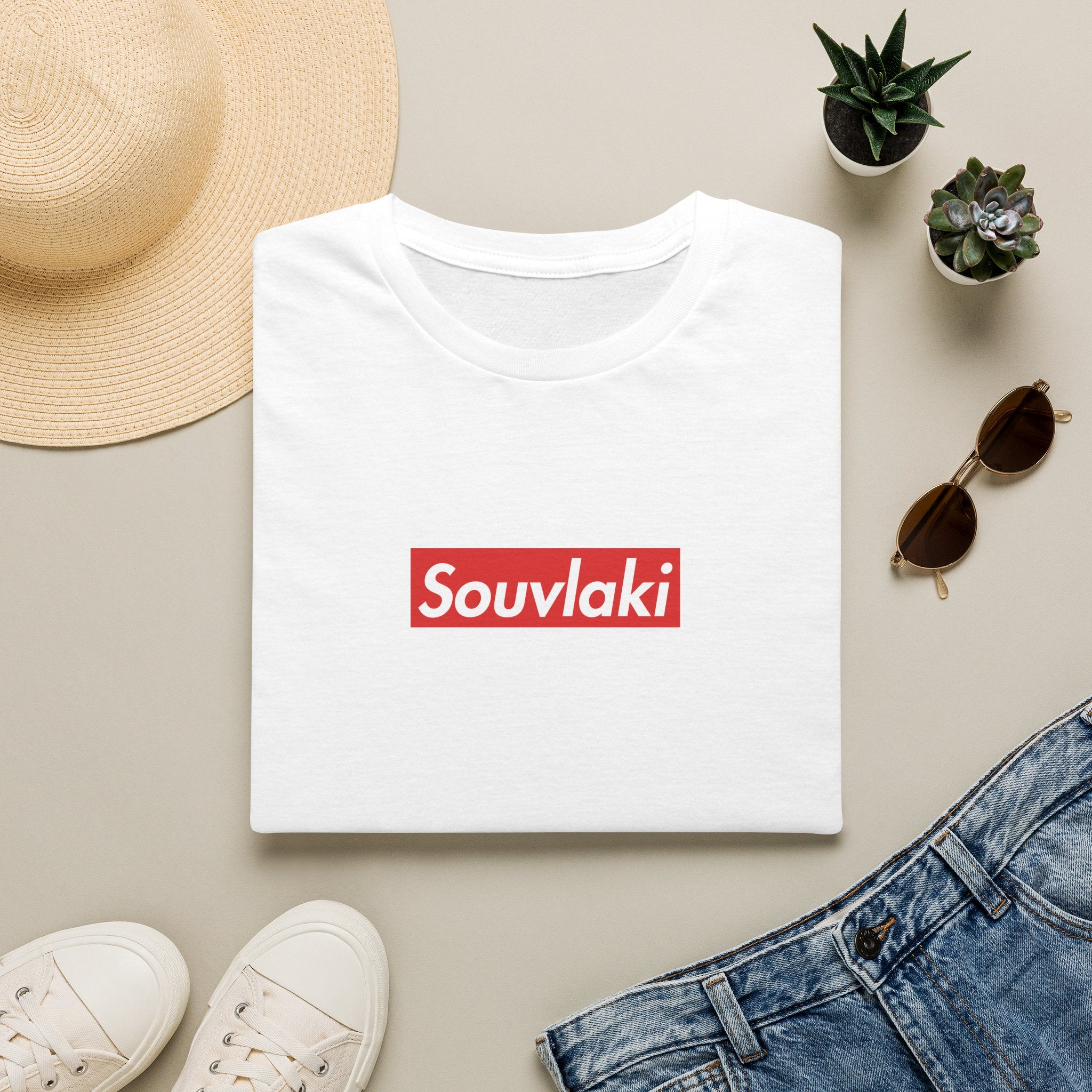 Souvlaki T-Shirt — Bold Red Logo Greek Food Tee