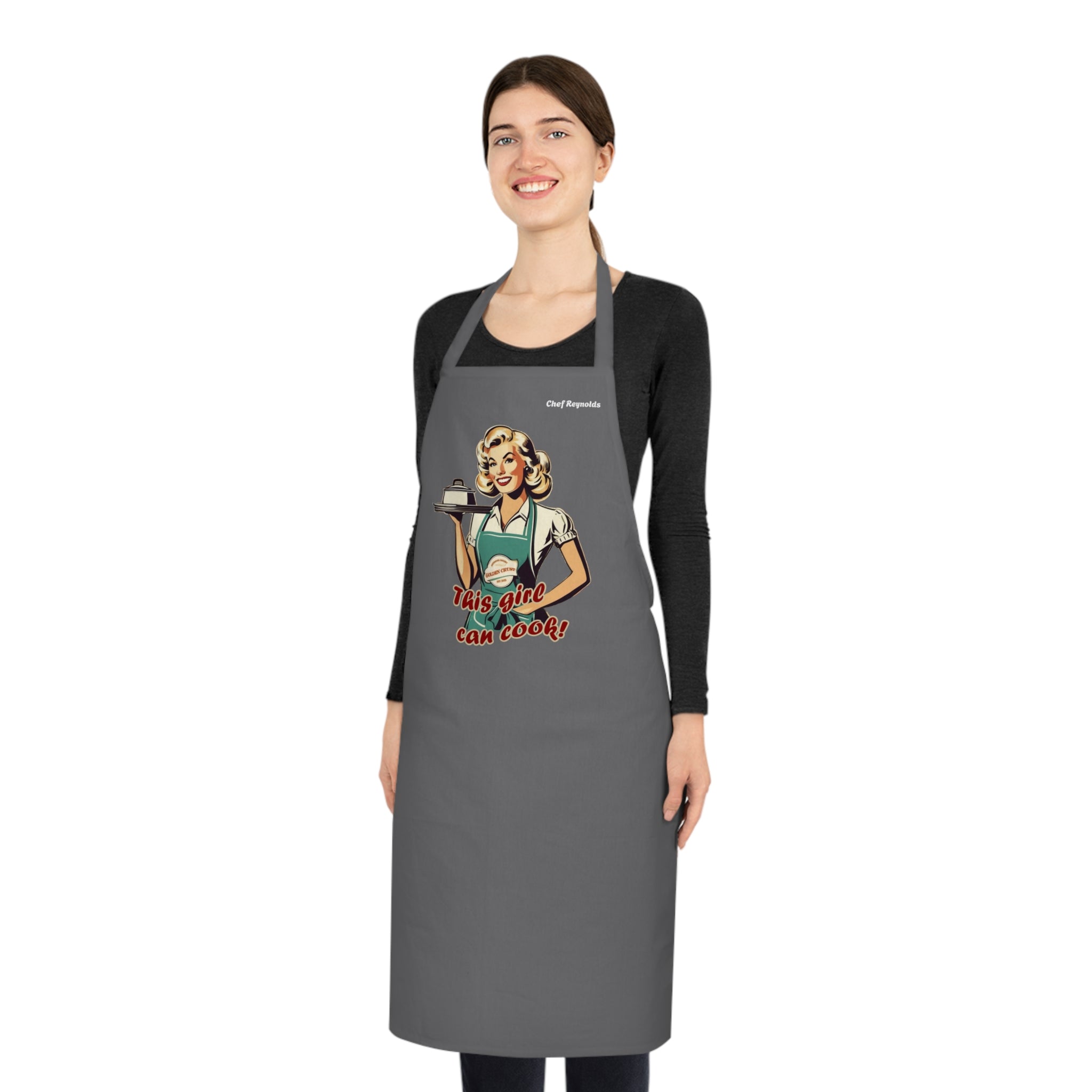 Retro 'This Girl Can Cook!' Cotton Apron — Vintage Chef Gift for Home Cooks