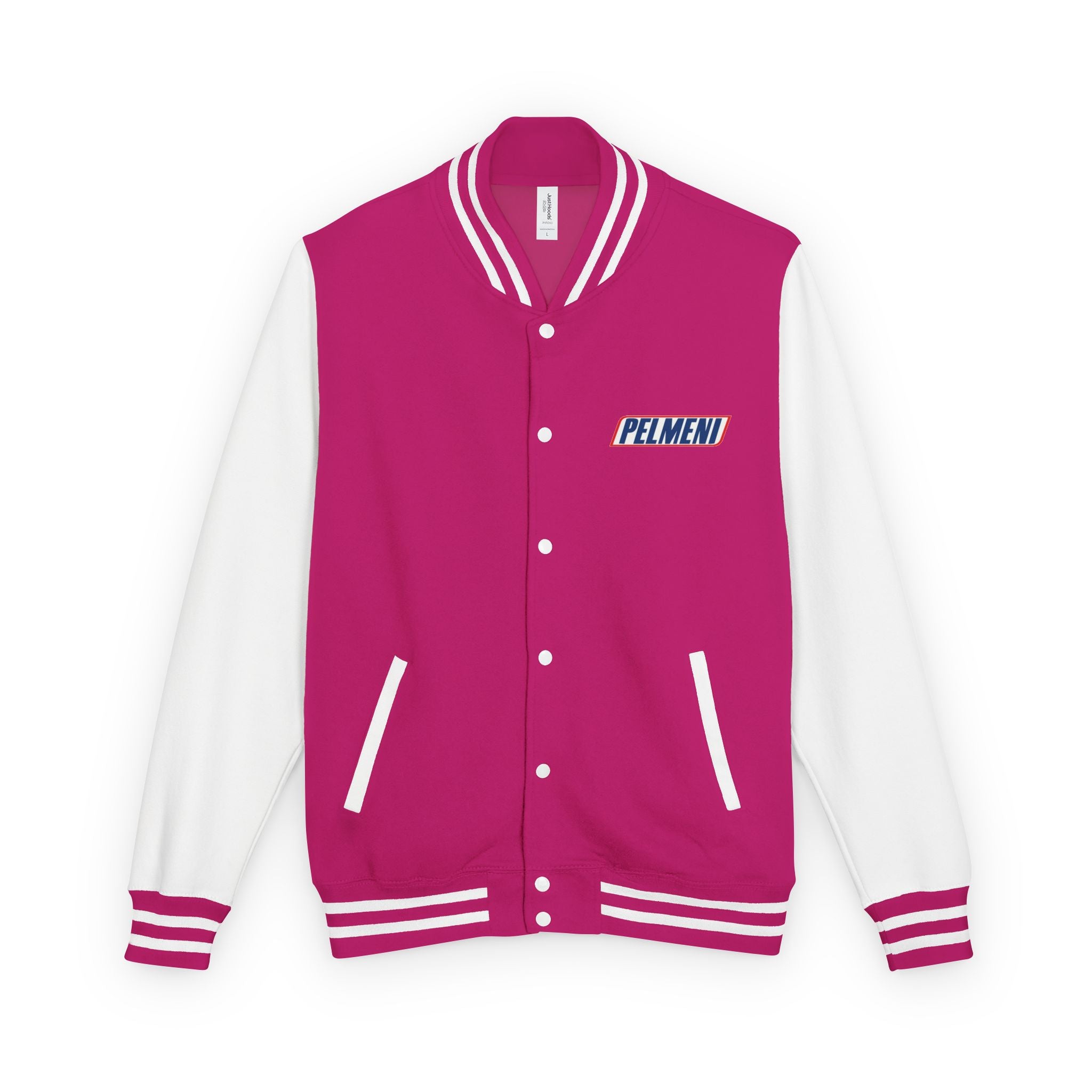 Pelmeni Logo Letterman Jacket — Retro Red & White Varsity Bomber