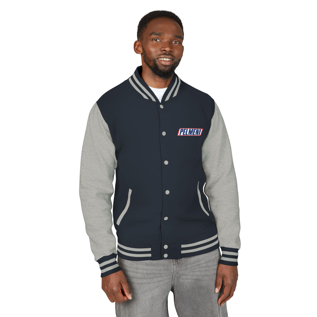 Pelmeni Logo Letterman Jacket — Retro Red & White Varsity Bomber