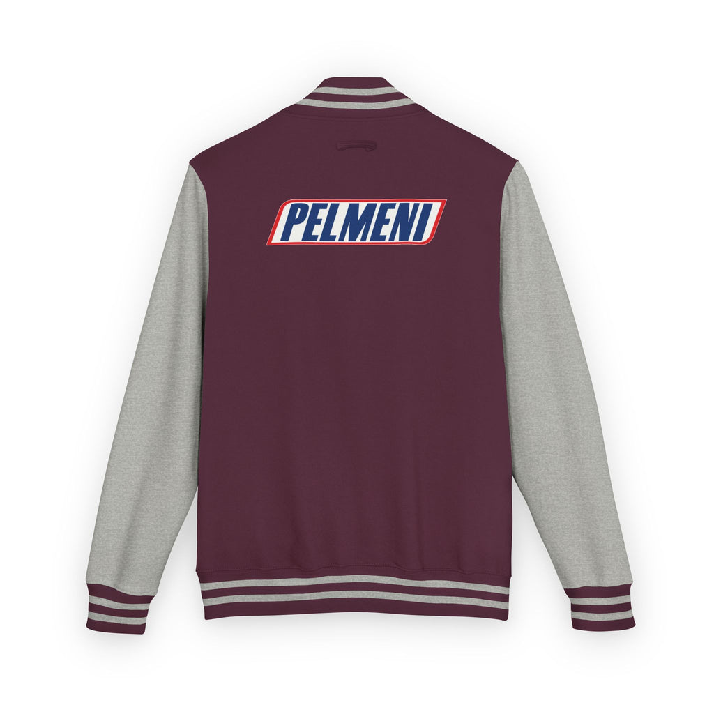 Pelmeni Logo Letterman Jacket — Retro Red & White Varsity Bomber