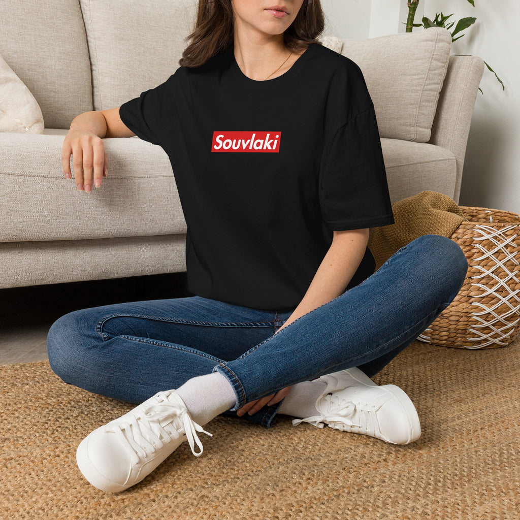 Souvlaki T-Shirt — Bold Red Logo Greek Food Tee