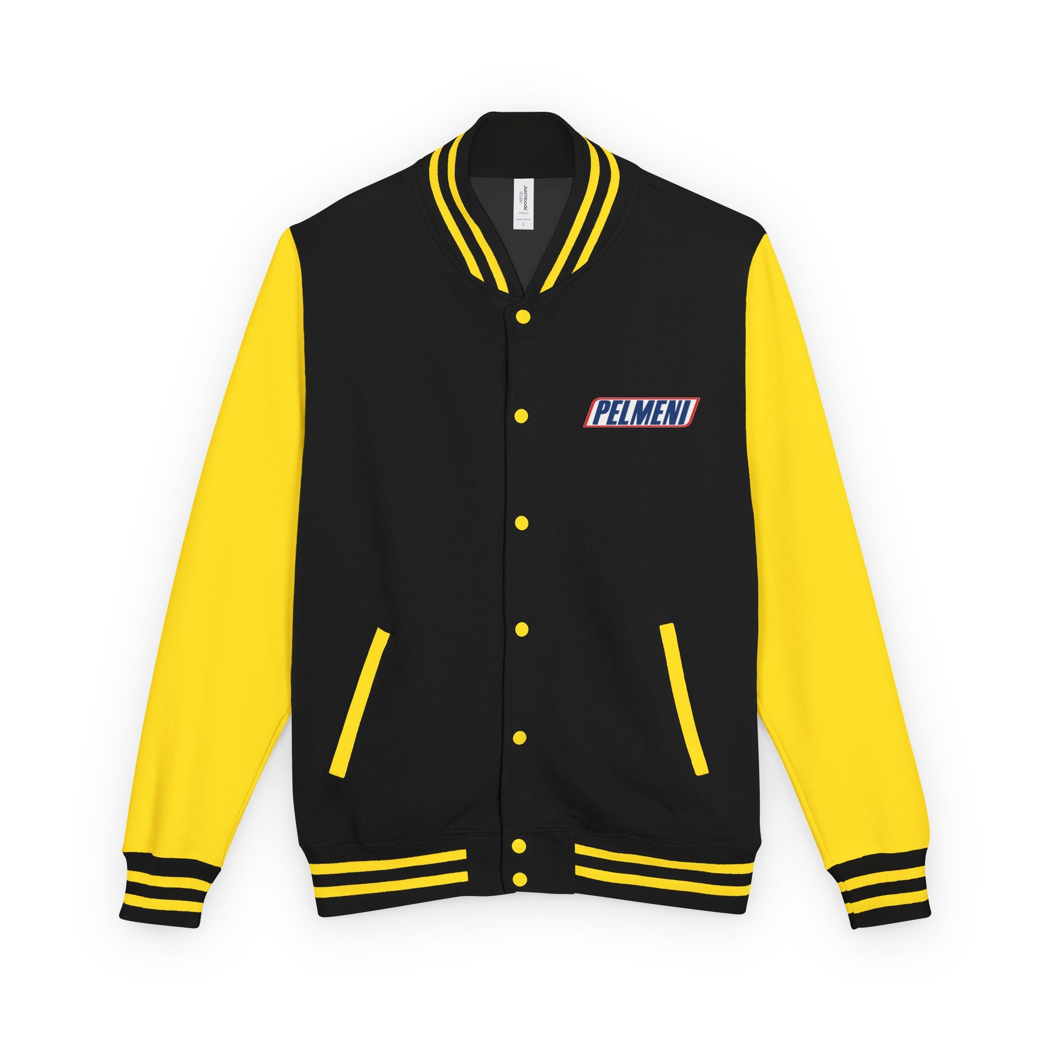 Pelmeni Logo Letterman Jacket — Retro Red & White Varsity Bomber
