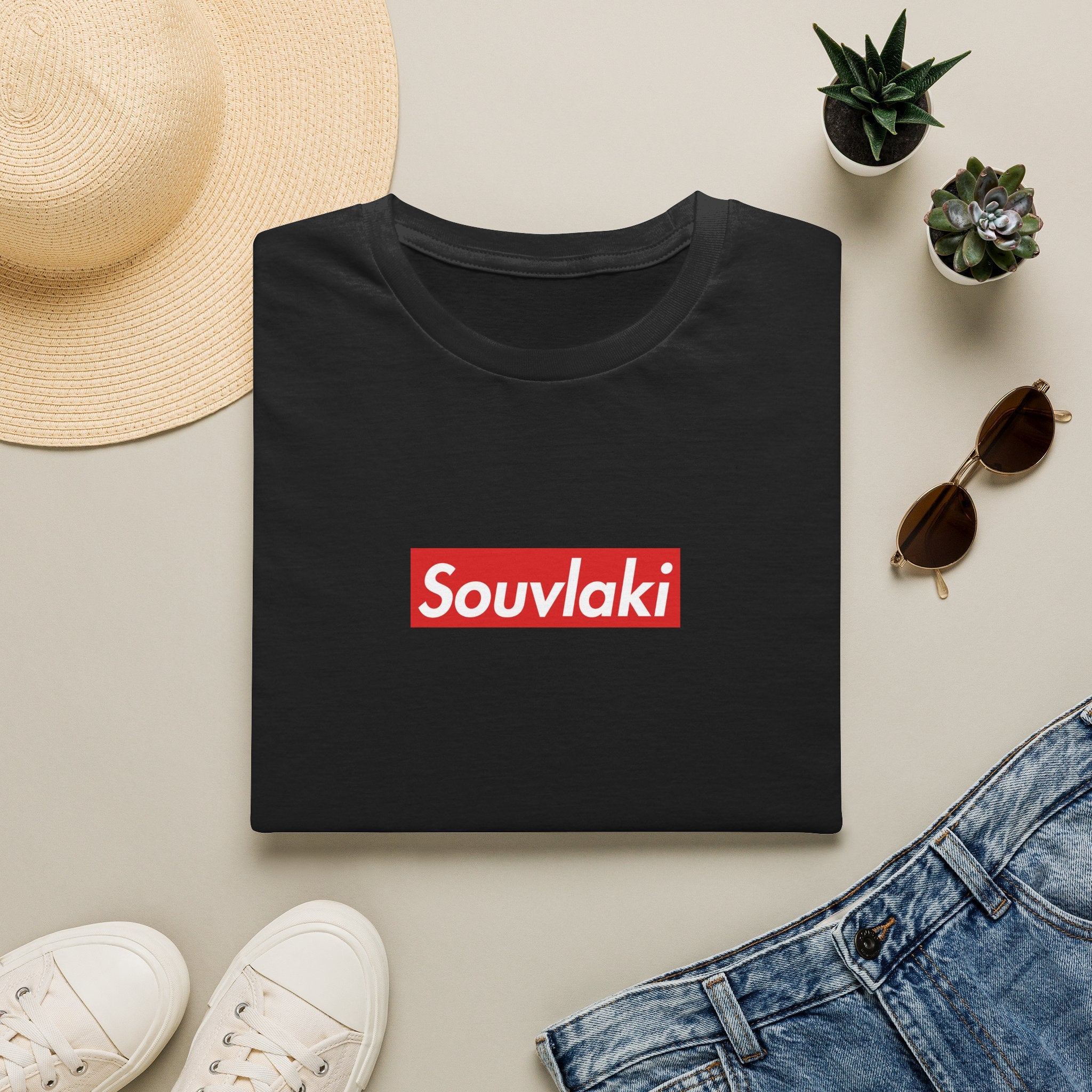 Souvlaki T-Shirt — Bold Red Logo Greek Food Tee