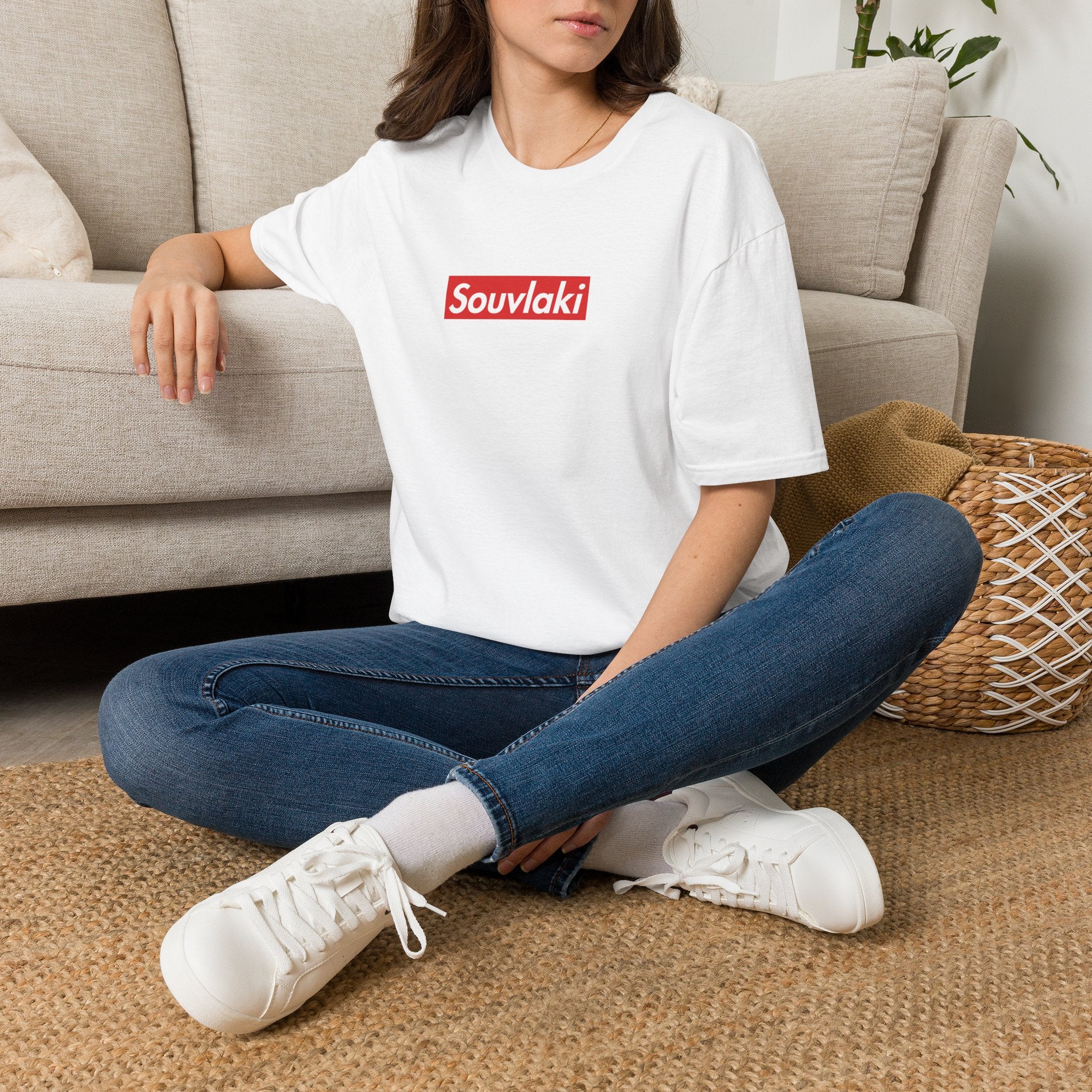 Souvlaki T-Shirt — Bold Red Logo Greek Food Tee