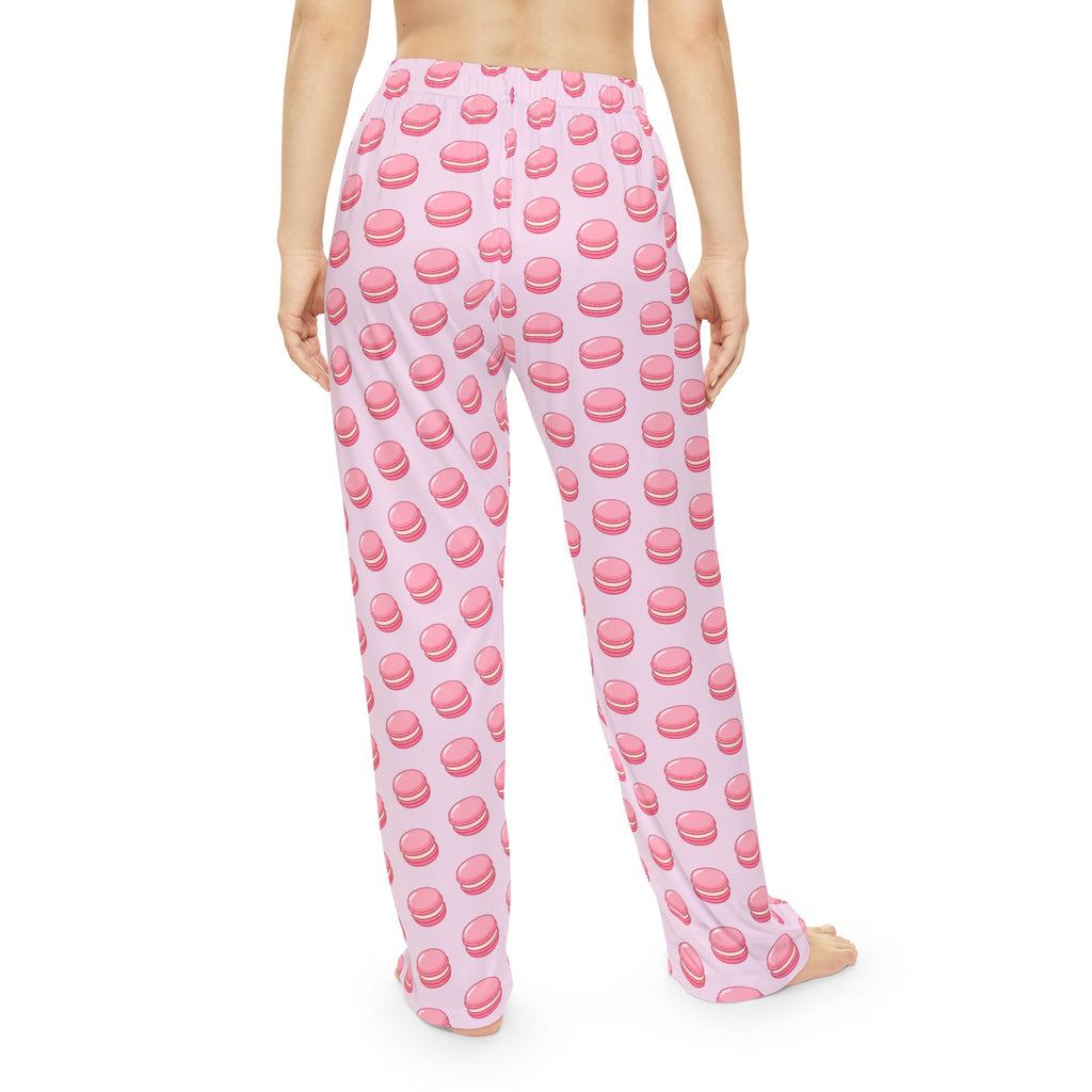 Pink Macaron Pattern Pajama Pants — Women's Cozy Lounge Sleepwear