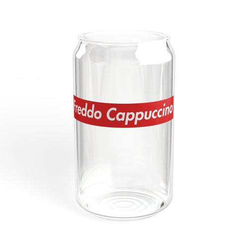 Freddo Cappuccino Glass Sipper — 16oz Cold Coffee Tumbler with Bamboo Lid & Straw